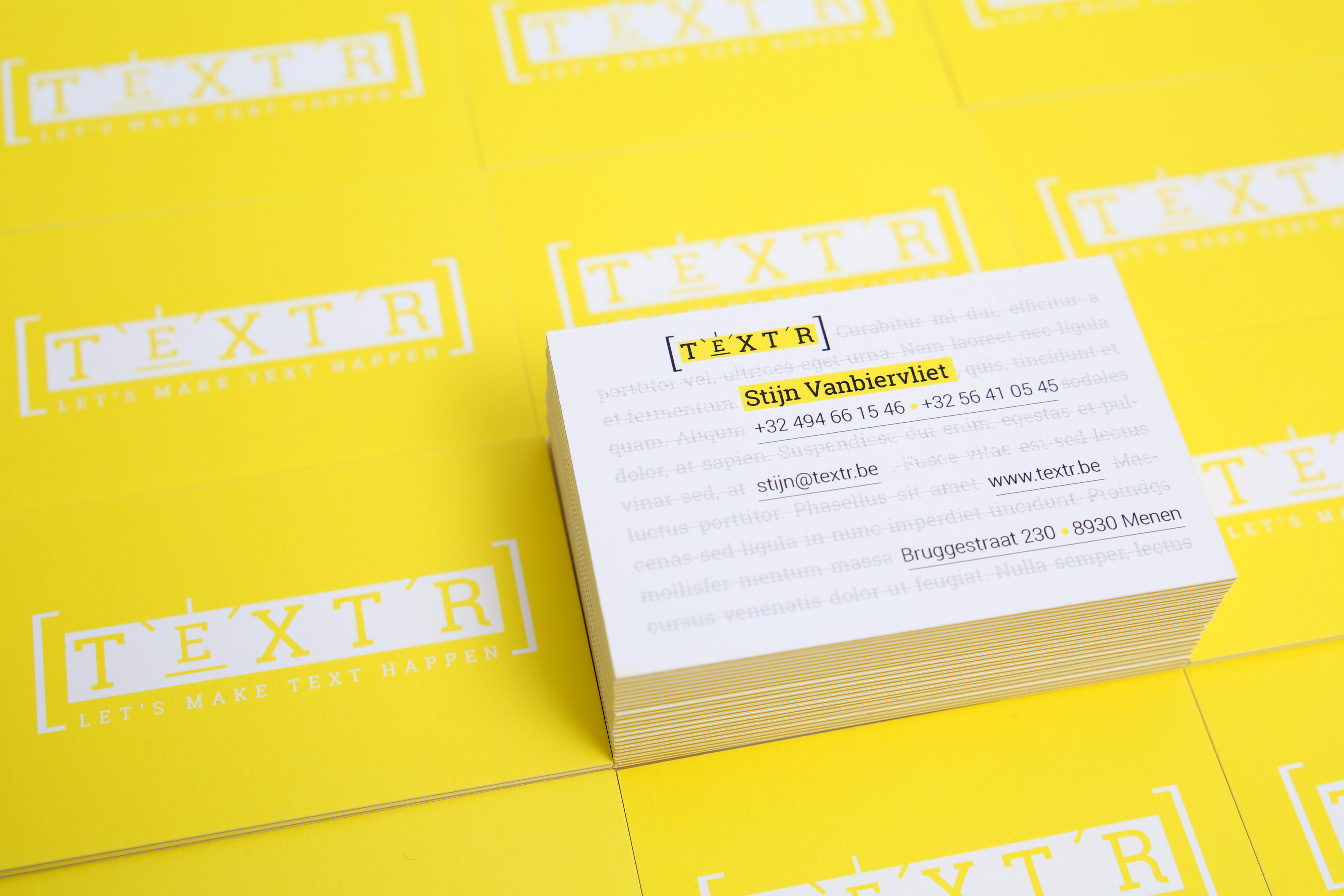 Rebranding, huisstijl, Text'R, naamkaartjes